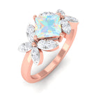 Princess Cut Ethiopian Opal Flower Engagement Ring with Diamond Ethiopian Opal - ( AAA ) - Quality - Rosec Jewels