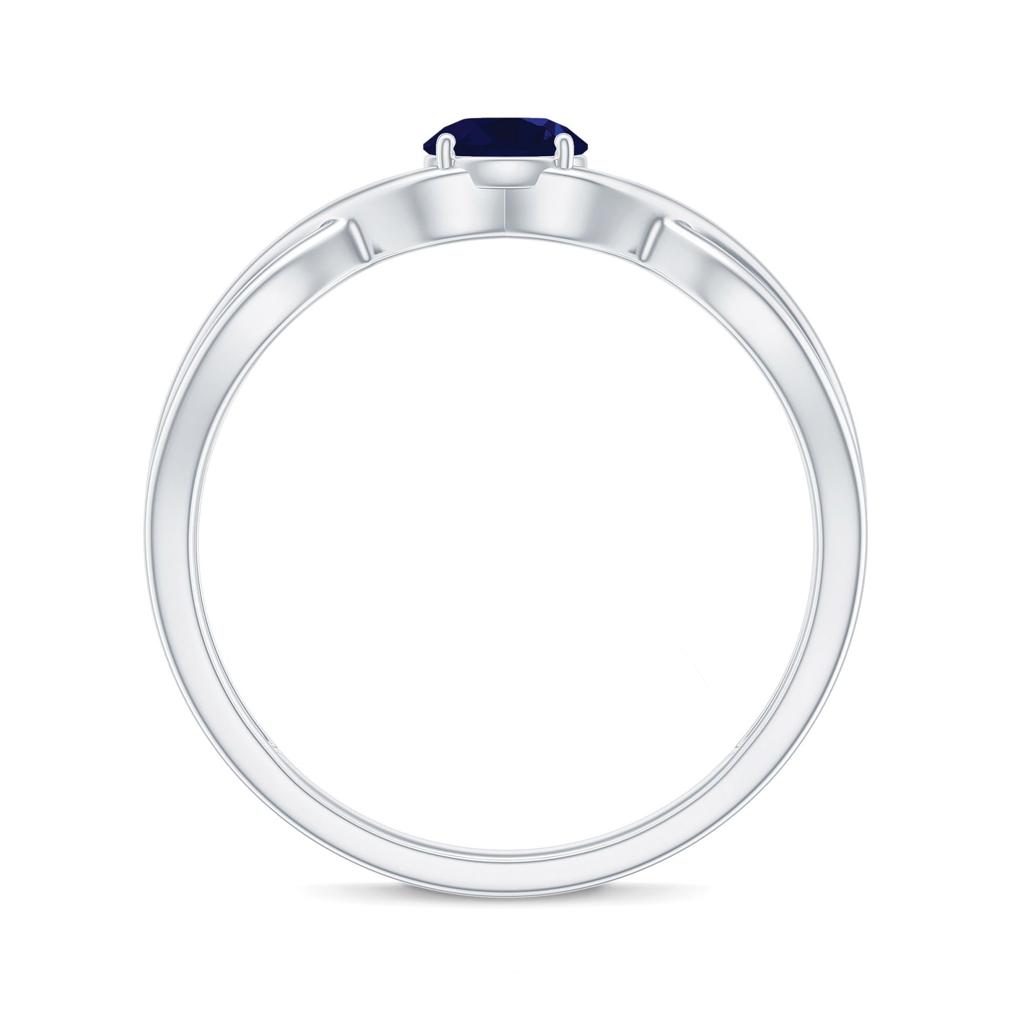 1 CT Simple Blue Sapphire Solitaire Infinity Ring Blue Sapphire - ( AAA ) - Quality - Rosec Jewels