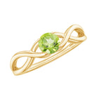 0.25 CT Round Cut Peridot Gold Crossover Solitaire Ring Peridot - ( AAA ) - Quality - Rosec Jewels