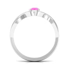 Round Pink Sapphire Solitaire Promise Ring in Crossover Shank Pink Sapphire - ( AAA ) - Quality - Rosec Jewels