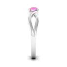 Round Pink Sapphire Solitaire Promise Ring in Crossover Shank Pink Sapphire - ( AAA ) - Quality - Rosec Jewels