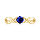 3/4 CT Solitaire Created Blue Sapphire Crossover Engagement Ring Lab Created Blue Sapphire - ( AAAA ) - Quality - Rosec Jewels