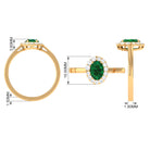 Oval Shape Created Emerald and Diamond Classic Halo Engagement Ring Lab Created Emerald - ( AAAA ) - Quality - Rosec Jewels