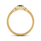 Oval Shape Created Emerald and Diamond Classic Halo Engagement Ring Lab Created Emerald - ( AAAA ) - Quality - Rosec Jewels