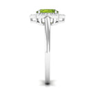 Oval Peridot Cocktail Flower Ring with Diamond Peridot - ( AAA ) - Quality - Rosec Jewels