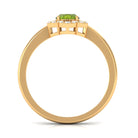 Oval Peridot Cocktail Flower Ring with Diamond Peridot - ( AAA ) - Quality - Rosec Jewels