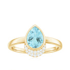 Bezel Set Sky Blue Topaz Teardrop Cocktail Ring with Diamond Accent Sky Blue Topaz - ( AAA ) - Quality - Rosec Jewels