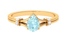 Pear Shape Sky Blue Topaz Solitaire Ring with Diamond in Split Shank Sky Blue Topaz - ( AAA ) - Quality - Rosec Jewels