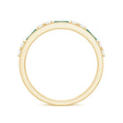 Minimal Created Emerald and Diamond Half Eternity Band Ring Lab Created Emerald - ( AAAA ) - Quality - Rosec Jewels