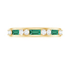 Minimal Created Emerald and Diamond Half Eternity Band Ring Lab Created Emerald - ( AAAA ) - Quality - Rosec Jewels