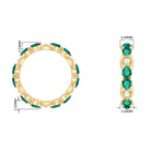 Pear Cut Created Emerald East West Gold Eternity Ring with Moissanite Lab Created Emerald - ( AAAA ) - Quality - Rosec Jewels