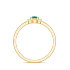 Minimal Emerald Promise Ring with Diamond Halo Emerald - ( AAA ) - Quality - Rosec Jewels