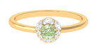 Green Sapphire Minimal Promise Ring with Diamond Halo Green Sapphire - ( AAA ) - Quality - Rosec Jewels