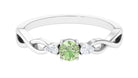 Green Sapphire and Diamond 3 Stone Promise Ring with Crossover Shank Green Sapphire - ( AAA ) - Quality - Rosec Jewels