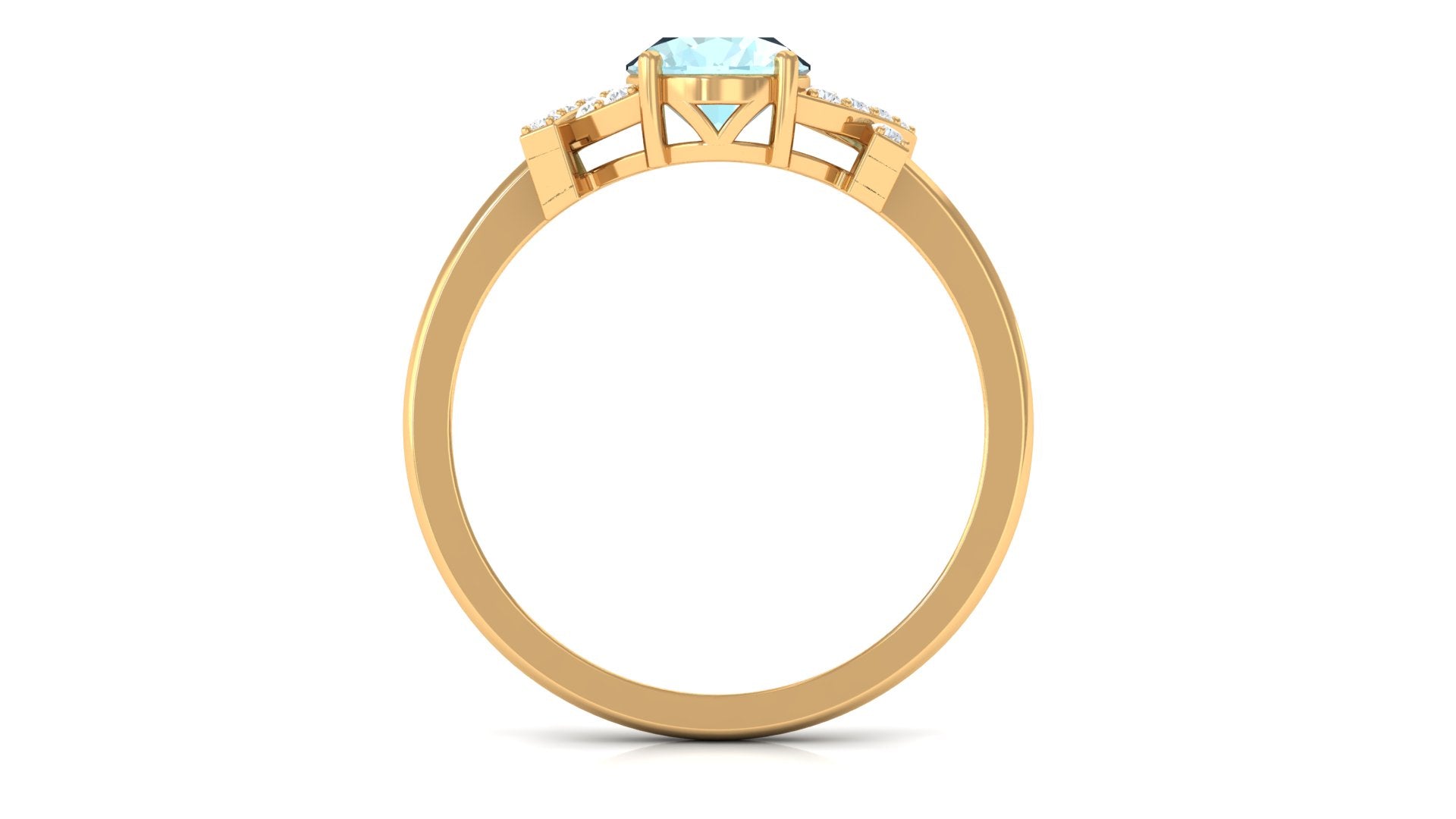 Oval Sky Blue Topaz Solitaire Split Shank Ring with Diamond Sky Blue Topaz - ( AAA ) - Quality - Rosec Jewels