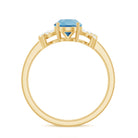 Oval Swiss Blue Topaz Solitaire Split Shank Ring with Diamond Swiss Blue Topaz - ( AAA ) - Quality - Rosec Jewels