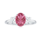 Split Shank Oval Pink Tourmaline and Diamond Solitaire Engagement Ring Pink Tourmaline - ( AAA ) - Quality - Rosec Jewels