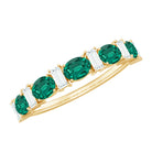 Oval Cut Created Emerald and Moissanite Alternate Half Eternity Ring Lab Created Emerald - ( AAAA ) - Quality - Rosec Jewels