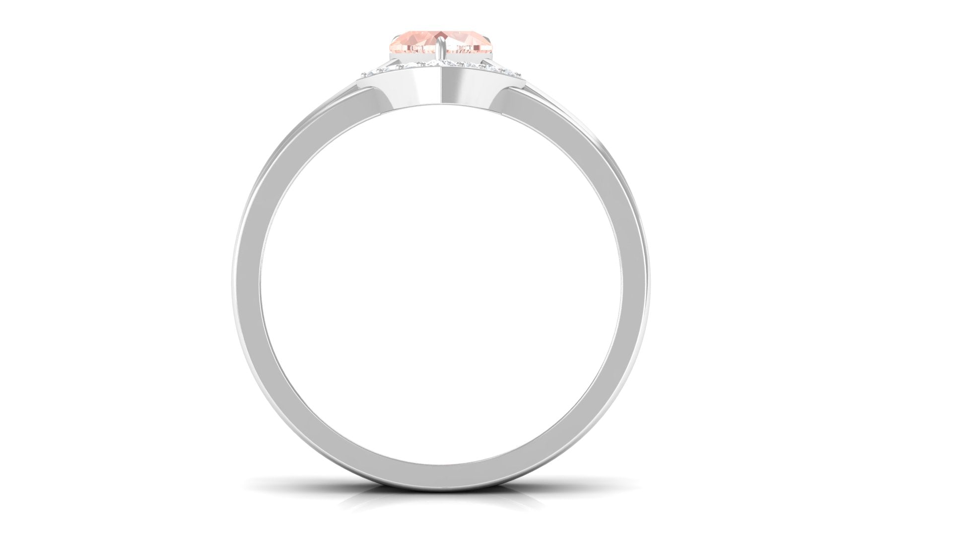 Heart Shape Morganite Solitaire Ring Set with Diamond Morganite - ( AAA ) - Quality - Rosec Jewels