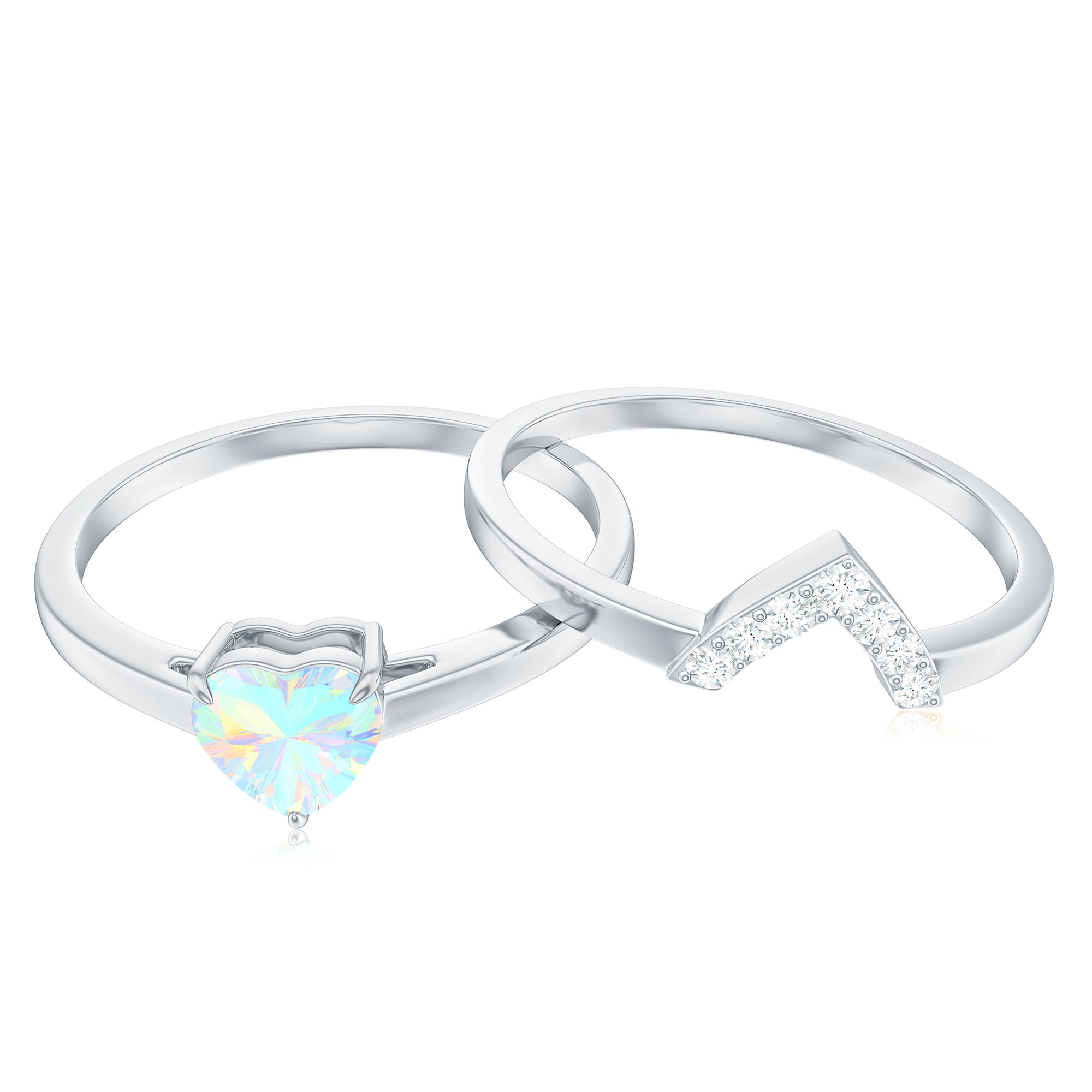 Heart Shape Ethiopian Opal and Diamond Ring Set Ethiopian Opal - ( AAA ) - Quality - Rosec Jewels