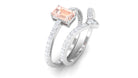 Genuine Morganite and Diamond Stackable Ring Set Morganite - ( AAA ) - Quality - Rosec Jewels