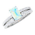 Ethiopian Opal and Diamond Solitaire Ring Set Ethiopian Opal - ( AAA ) - Quality - Rosec Jewels