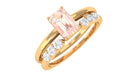 Natural Morganite Stackable Ring Set with Diamond Morganite - ( AAA ) - Quality - Rosec Jewels