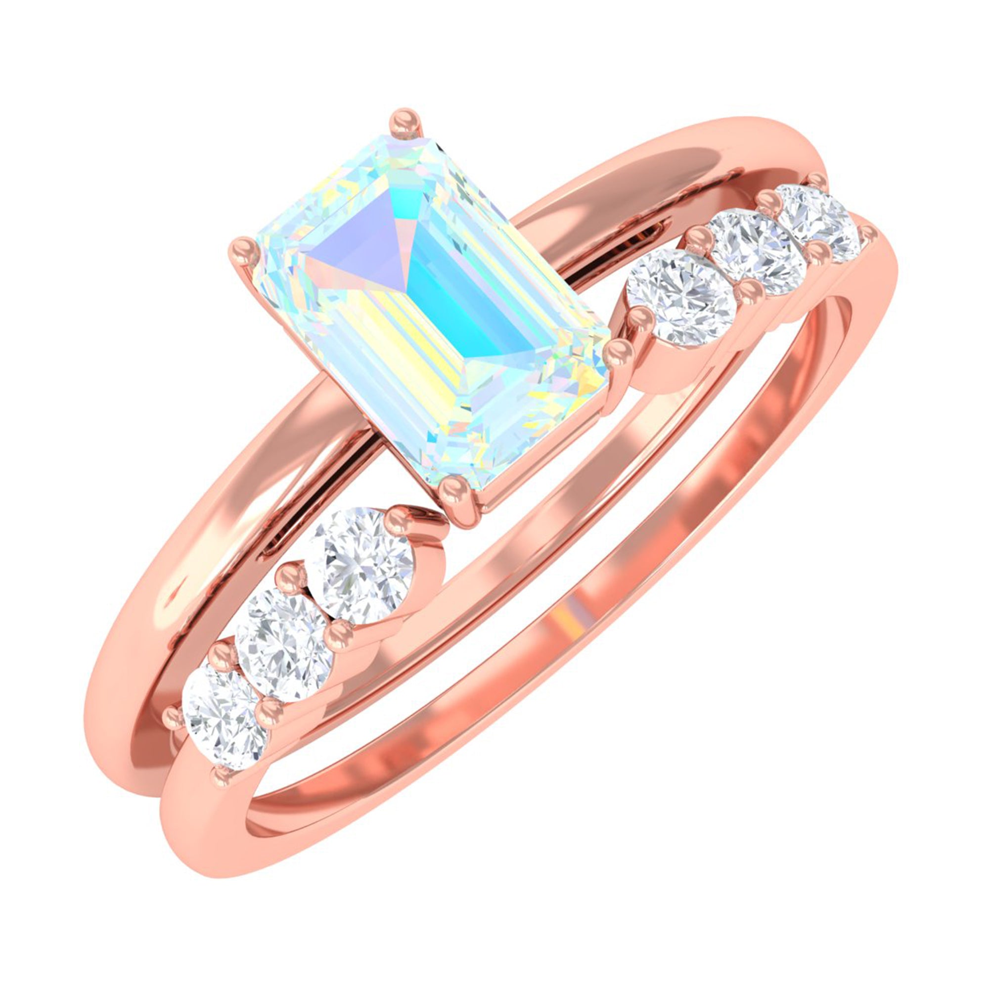 Natural Ethiopian Opal and Diamond Solitaire Ring Set Ethiopian Opal - ( AAA ) - Quality - Rosec Jewels