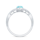 Pear Cut Sky Blue Topaz Designer Crossover Engagement Ring with Diamond Sky Blue Topaz - ( AAA ) - Quality - Rosec Jewels