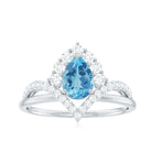 Pear Cut Swiss Blue Topaz Designer Engagement Ring with Diamond Swiss Blue Topaz - ( AAA ) - Quality - Rosec Jewels