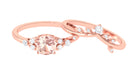 Morganite and Diamond Ring Set with Leaf Motif Morganite - ( AAA ) - Quality - Rosec Jewels