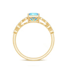 Princess Cut Aquamarine Solitaire Double Band Ring with Diamond Aquamarine - ( AAA ) - Quality - Rosec Jewels