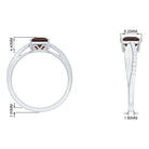 Princess Cut Garnet Solitaire Engagement Ring with Diamond Garnet - ( AAA ) - Quality - Rosec Jewels