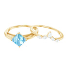 Princess Cut Aquamarine Wedding Ring Set with Diamond Aquamarine - ( AAA ) - Quality - Rosec Jewels