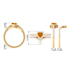 Heart Shape Natural Citrine Ring Set with Moissanite Citrine - ( AAA ) - Quality - Rosec Jewels