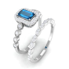 Octagon Cut London Blue Topaz and Diamond Designer Ring Set London Blue Topaz - ( AAA ) - Quality - Rosec Jewels