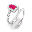 Octagon Cut Ruby and Diamond Designer Ring Set Ruby - ( AAA ) - Quality - Rosec Jewels