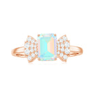 Octagon Cut Ethiopian Opal and Diamond Designer Solitaire Ring Ethiopian Opal - ( AAA ) - Quality - Rosec Jewels