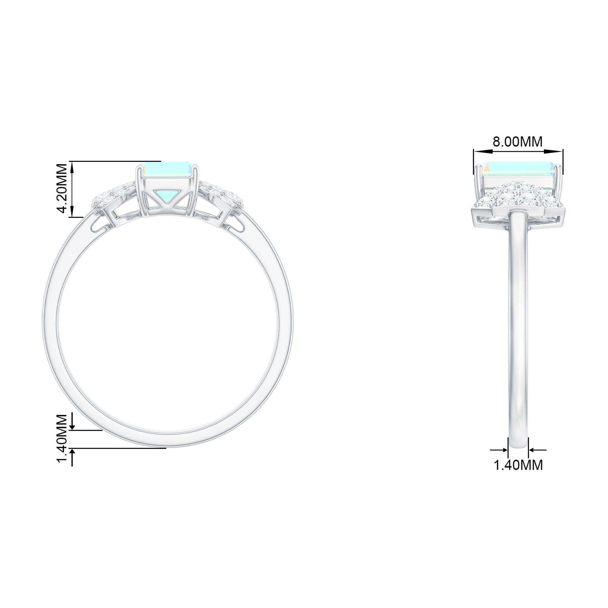 Octagon Cut Ethiopian Opal and Diamond Designer Solitaire Ring Ethiopian Opal - ( AAA ) - Quality - Rosec Jewels