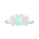 Octagon Cut Ethiopian Opal and Diamond Designer Solitaire Ring Ethiopian Opal - ( AAA ) - Quality - Rosec Jewels