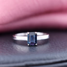 Octagon Cut Lab Created Blue Sapphire Solitaire Ring Lab Created Blue Sapphire - ( AAAA ) - Quality - Rosec Jewels