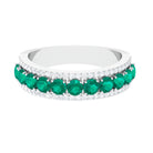 Minimal Emerald and Diamond Anniversary Band Ring Emerald - ( AAA ) - Quality - Rosec Jewels