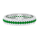 Emerald and Diamond Wedding Band Ring Emerald - ( AAA ) - Quality - Rosec Jewels