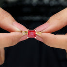 8.00 MM Princess Cut Created Ruby Solitaire Ring Lab Created Ruby - ( AAAA ) - Quality - Rosec Jewels