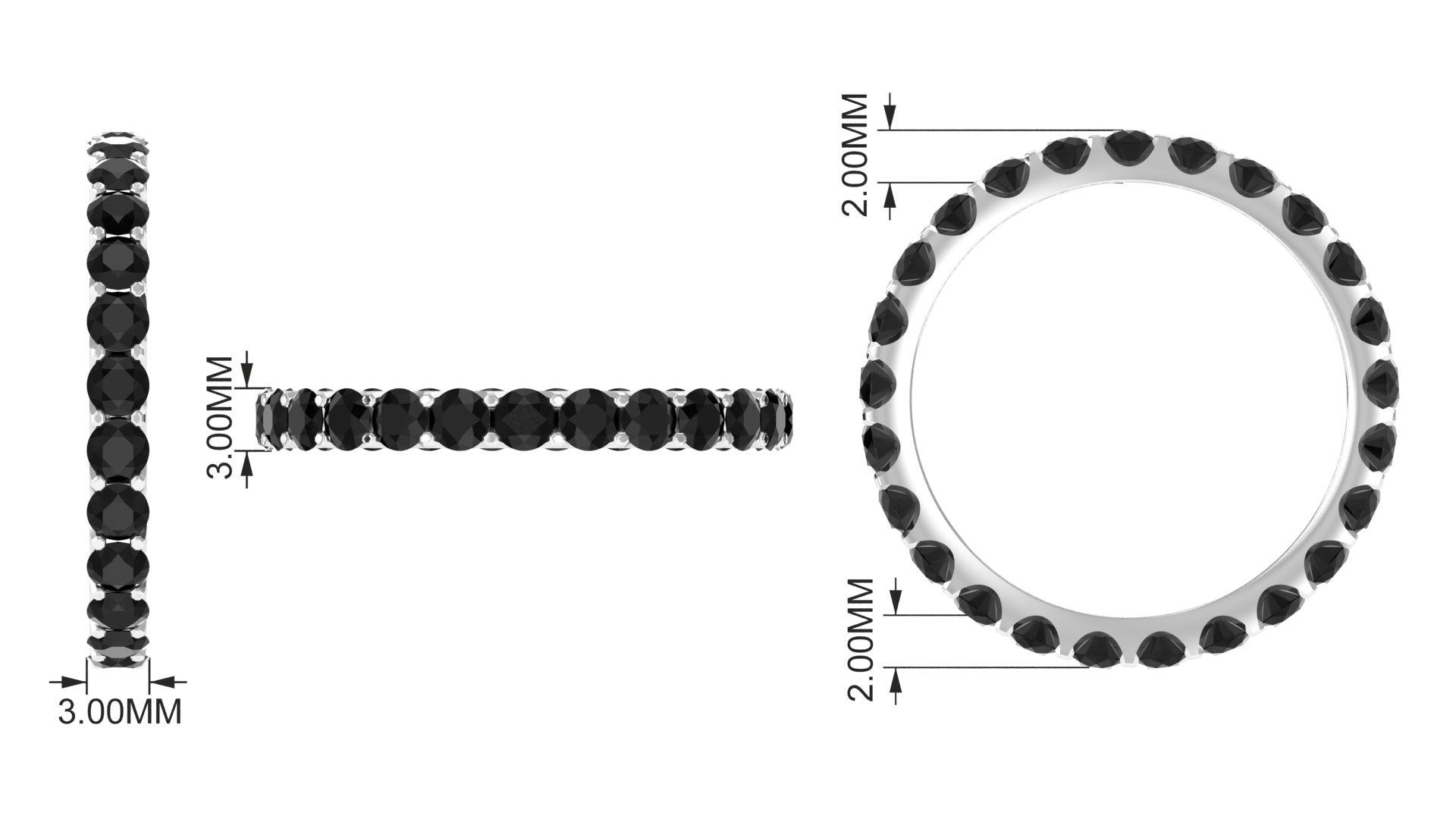 Minimal Black Onyx Eternity Ring Black Onyx - ( AAA ) - Quality - Rosec Jewels