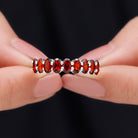 3X5 MM Oval Cut Garnet Half Eternity Ring Garnet - ( AAA ) - Quality - Rosec Jewels