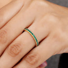 Beaded Bezel Emerald Full Eternity Anniversary Band Ring Emerald - ( AAA ) - Quality - Rosec Jewels