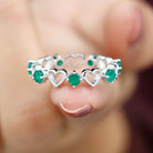 1 CT Emerald Gold Open Heart Eternity Band Ring Emerald - ( AAA ) - Quality - Rosec Jewels