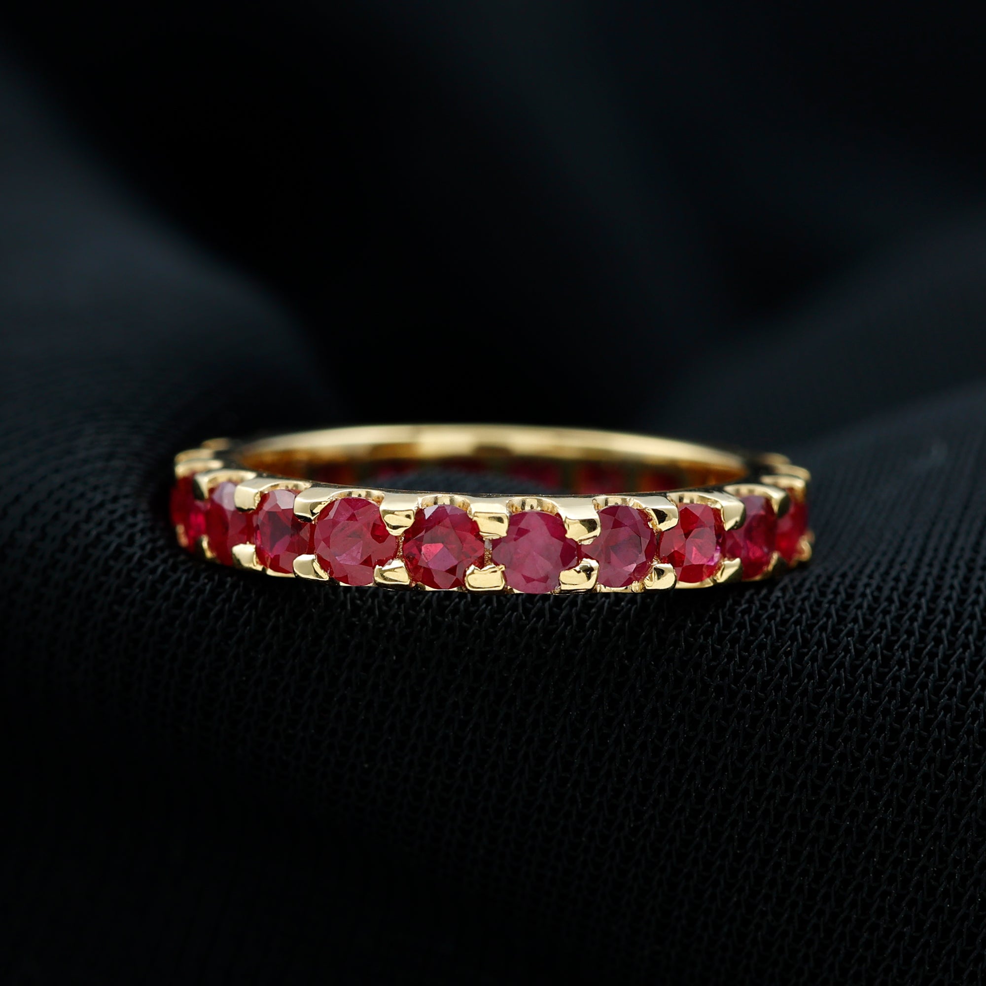 Minimal Round Ruby Eternity Ring Ruby - ( AAA ) - Quality - Rosec Jewels