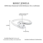 3 Stone Diamond Bypass Engagement Ring Diamond - ( HI-SI ) - Color and Clarity - Rosec Jewels